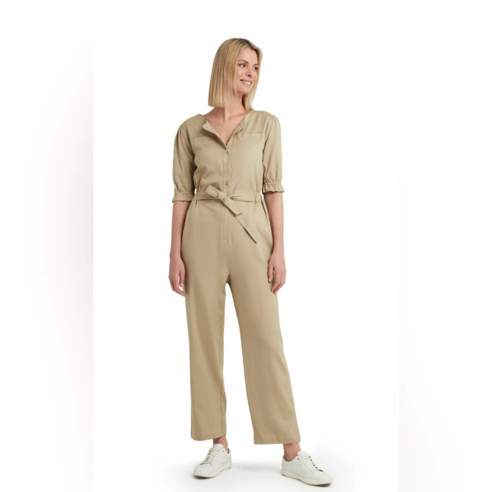 HALSTON -Utility Jumpsuit in khaki